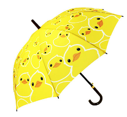 Paraguas compacto del golf de la manija amarilla linda del pato J de los niños