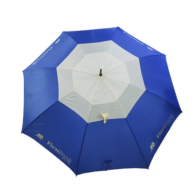 Paraguas a prueba de viento del golf de la fibra de vidrio de la prenda impermeable de BSCI