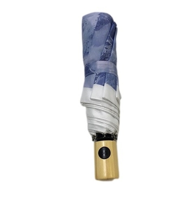 Digitaces que imprimen el paraguas plegable a prueba de viento del marco metálico con la manija de bambú