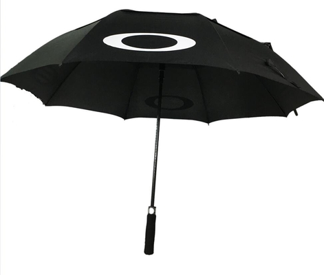 Paraguas abierto del golf de la capa doble del manual de la pongis con las costillas de la fibra de vidrio