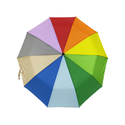 Señoras del acuerdo del poliéster 190T del color del arco iris de BSCI que doblan los paraguas para el viaje